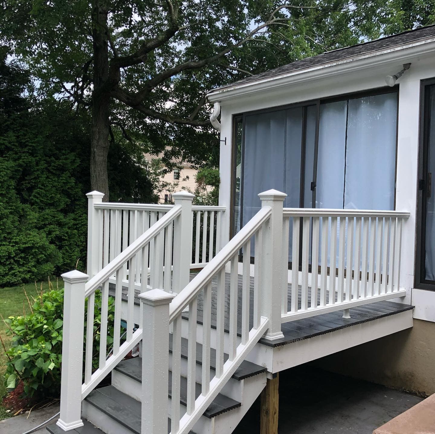 White porch railing